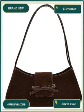 Suede Shoulder Bag for Women Coquette Bow Purse Mini Clutch